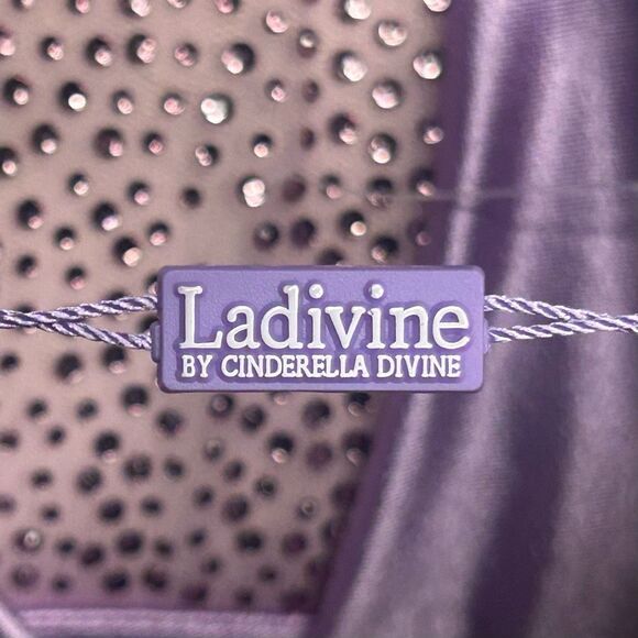 NWT Ladivine By Cinderella Divine Lavender Prom Long Gown Size 4 Satin Beaded - Picture 13 of 14